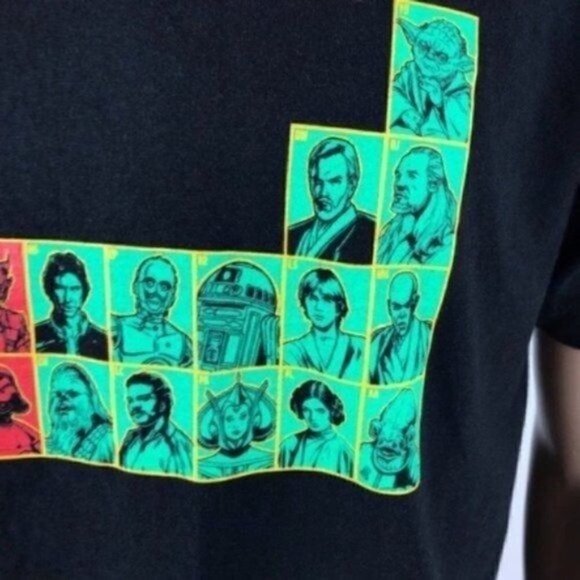 PERIODIC Table Of Star Wars Black short sleeve T-shirt size large tee - Picture 5 of 8